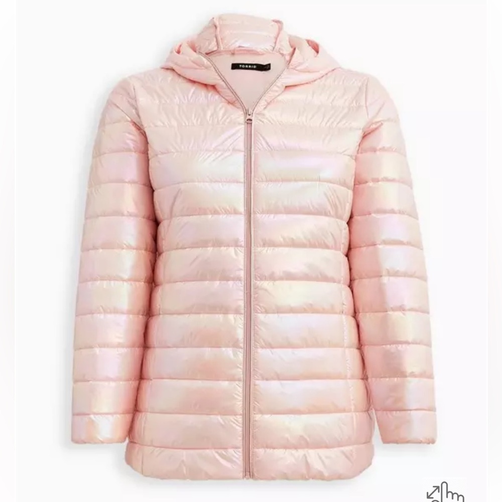Torrid Light Pink Hooded Puffer Jacket